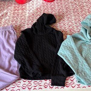 DSG Black and Teal Quilted Hoodies and purple sweatpants